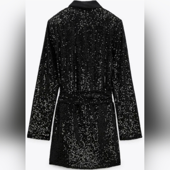 Zara Black Sequin Blazer - Picture 2 of 12